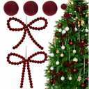 Yalikop 6 Pcs Velvet Beads Christmas Tree Bows Ornament for Craft Vintage Red Bow Ornament Coquette Xmas Velvet Beads for Christmas Tree Door Garland Wreath Tiered Tray Decorations