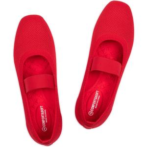 Frank Mully Women's Ballet Flats Slip on Casual Knitted Fabric Shoes Square-Toe Flats with Elastic Straps for Women 7.5