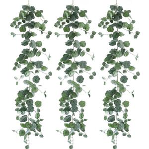 Dallisten 3 Strands Begonia Artificial Vines, 67" Silk Vine Garland with Green Leaves, Fake Hanging Plants Greenery Decor for Home, Bedroom, Wall, Party, Wedding Decoration