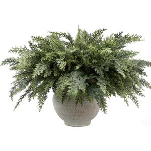 12Pcs 18" Real Touch Christmas Cedar Branches Artificial Realistic Christmas Greenery Pine Branches Faux Greenery Plants Stem for Vase DIY Crafts Garland Wreath Indoor Outdoor Home Decor