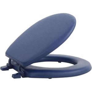 Soft Standard Vinyl Toilet Seat, Navy - 17 Inch Soft Vinyl Cover with Comfort Foam Cushioning - Fits All Standard Size Fixtures - Easy to Install Fantasia by Achim Home Decor