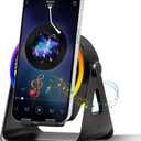 Wireless Induction Bluetooth Speaker, 4-in-1 with 360 Rotating Phone Holder and RGB Ambient Light, High-Definition Surround Sound (Black)
