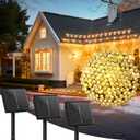 Brightown Solar Lights Outdoor, Extra-Long Total 216Ft 600LED Solar String Lights, 8 Modes Green Wire Twinkle Lights Waterproof for Christmas Tree Garden Yard Wedding Party Decor, Warm White