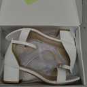 PARTY Women's Open Toe Ankle Strap Low Block Chunky Heels Sandals (White, )