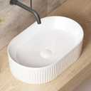 Oval Bathroom Sink Above Counter, OCEALAGOON 19 x 12 White Porcelain Vessel Sink, Modern Vanity Bowl Sink, Art Ceramic Wash Basin