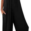 ANRABESS Women Summer Casual Sleeveless Spaghetti Strap Boho Wide Leg Jumpsuits Rompers Dressy 2025 Trendy Outfits Clothes (Small, Black)