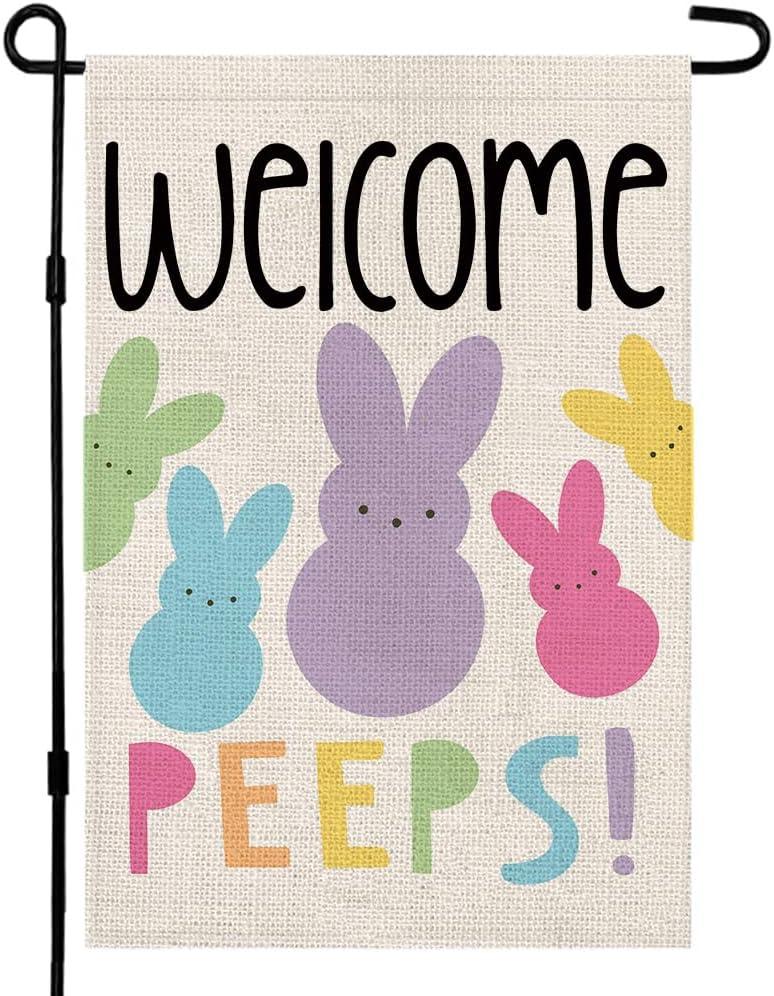 Welcome Easter Garden Flag Double Sided Vertical 1218 Inch Bunny Banners Spring Yard Outdoor Farmhouse Decoration DF019