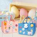 Aviski 2PCS Easter Egg Hunt Bags, Easter Bunny Gift Bags with Handles, Easter Treat Bags, Felt Easter Bags for Gifts Wrapping, Egg Hunt Game, Easter Party Supplies, 12" x7.8" x6.8"(Pink + Light Blue)
