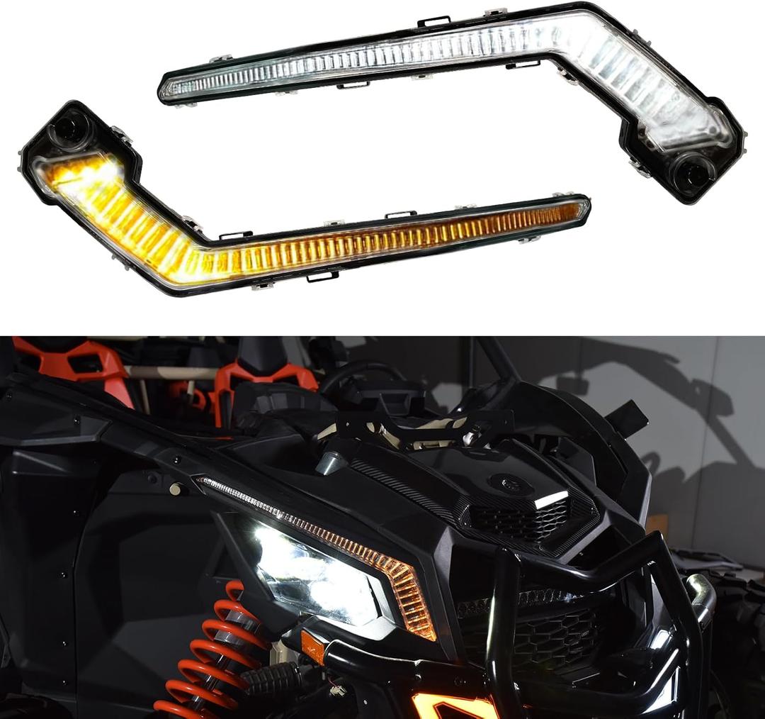 X3 Fang Lights, Front Signature Light Assembly Compatible with Can Am Maverick X3 XDS XRS Max Turbo R Trail Sport Max 2017-2024 Accessories (2PCS, Replace #710004994 & 710004995)