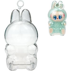 Protective Case for LABUBU The Monsters Have a Seat, Display Box Hard Case Accessories Cover with Silicone Strap White - Sitting Case, Clear