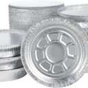 Waytiffer 60 Pack Aluminum Pans 7 Round Disposable Foil Pans With Lids -Small Aluminum Pans,7 Inch Disposable Aluminum Tin for Roasting Baking Cooking
