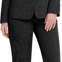 Kelyaa Women's 3 Piece Striped Suit One Button Slim Fit Business Work Professional Blazer Jacket Vest Pants Set (Black, M)