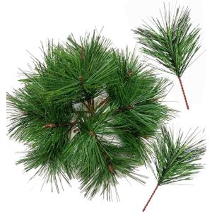 Artificial Green Pine Needles Branches Fake Small Pine Twigs Stems Evergreen Picks Holiday Tree Decorations