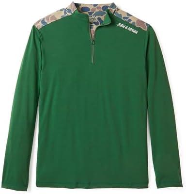 Field & Stream Men's Roll Cast Performance Quarter Zip with Drirelease®, Field Green/ Camo, Small