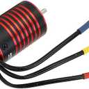 Brushless Motor RC Brushless Motor 2838 Brushless Motor, 4 Poles RC Brushless Motor 2838 Brushless Motor for 1/14 1/16 RC Car Part Black Red Propellers (4400KV)