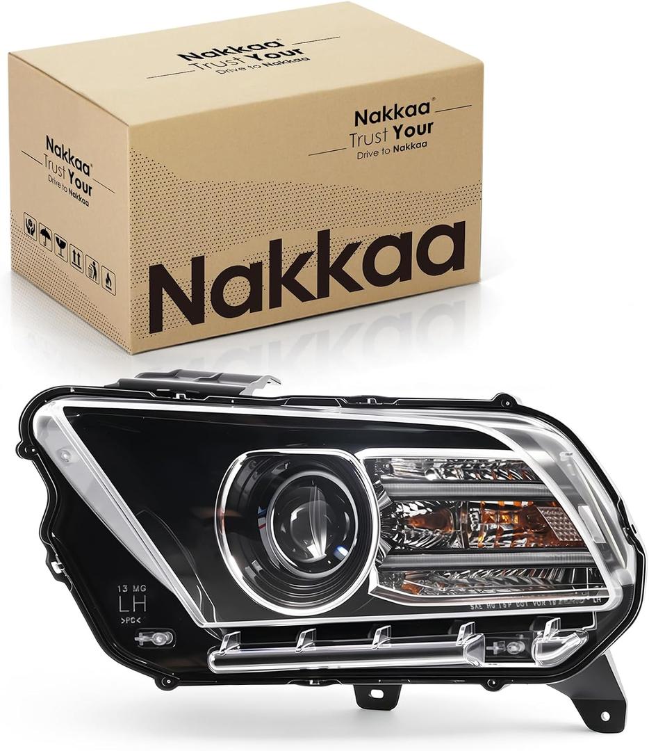 Nakkaa Driver Xenon Headlight Assembly Compatible with Mustang 2013 2014 w/DRL Projector Left Side Headlamp DR3Z13008D