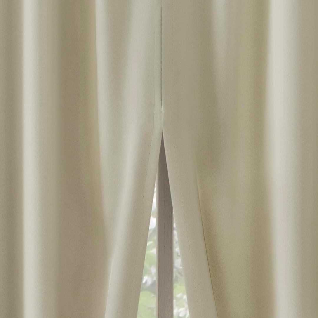 Sun Zero Belize 1-Pack Magnetic Closure Pleated Look Theater Grade 100% Blackout Back Tab Curtain Panel Pair, 52" x 84", Cream