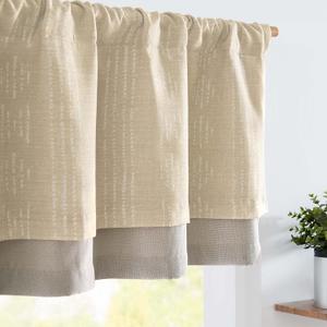 jinchan Geometric Striped Boho Valance Curtains Blackout Double Layer Valance for Windows 18 Inch Farmhouse Window Treatment for Kitchen Living Room Bedroom Rod Pocket 1 Panel Beige
