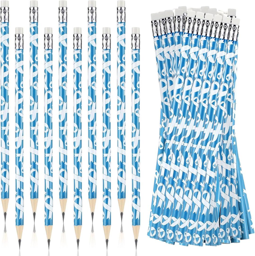 Eaasty 200 Pcs Type 1 Diabetes Teal Awareness Ribbon Pencils Bulk Diabetes Awareness Pencils for Charity Fundraising Campaigns Teacher Office Supplies