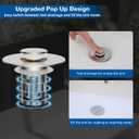 Hibbent 2 Pack Upgraded 3 in 1 Bathroom Sink Drain Strainer, Universal Pop Up Stopper with Removable Stainless Steel Filter Basket Hair Catcher, Sink Plug for 1.1''~2.36'' Basin, Brushed Nickel