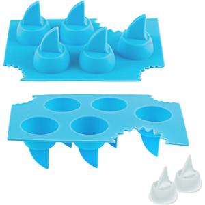 2 Pack Silicone Ice Cube Tray, Shark Fin Ice Trays, Novelty Ice Cube Molds, Non-Stick Chocolate Candy Molds for Shark Theme Party