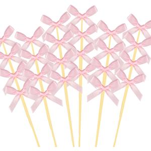 3 x 200Pcs Pink Bow Cocktail Picks,4.3" Fruit Skewers for Party Fancy,Toothpicks for Drinks,Appetizers Charcuterie,Bowknot Party Decor for Birthday, Bridal Shower,Bachelorette,Wedding Supplies