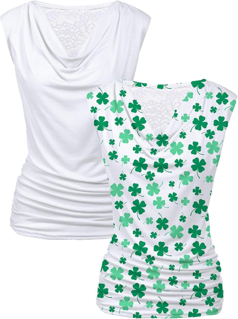 Zeagoo Womens Tank Tops 2 Pack Trendy Going Out Tops Sleeveless Shirts Ruched Business Casual Basic Tunic Tops Outfits (XXL)