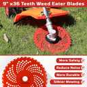 NOOTEASS 2 Pack 9" x36 Teeth Carbide Tipped Weed Eater Blades Replacement for Weed Eater Wacker, Brush Cutter Blade for Weedeater Brush Cutter Trimmer Head with Universal Adapter Kit