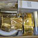 Goodluck 700 Pieces Gold Dinnerware Set for 100 Guests, Disposable for Party, Include: 100 Gold Rim Dinner Plates, 100 Dessert Plates, 100 Paper Napkins, 100 Cups, 100 Plastic Silverware Set