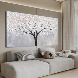 Canvas Wall Art Artwork for Walls Black and White Wall Art Decor Large Tree of Life Wall Art for Living Room Vintage Tree Flower Wall Art Decor Paintings for Room Home Office Wall Decor 29" X 58"