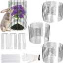 3Pack 17x14 Inch Galvanized Wire Plant Protectors -9Pcs Mesh Cages with Stakes & Zip Ties, Chicken Wire Cloches for Rabbits Squirrels, Garden Vegetable Seedling Protection
