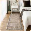 Istana Hallway Runner Rug 2x6 - Olive/Charcoal Kitchen Rugs Non Slip Washable -Silk's Soft Touch Carpet Runner - Stylish Rug for Home