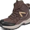 CNPAWS Men's Winter Snow Boots Waterproof Warm Hiking Shoes Non-Slip Lightweight Outdoor Breathable Comfortable Trekking Footwear（Brown size 9 ）