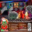 KNONEW Christmas Net Lights 420 LEDs 13ft x 6.6ft Outdoor Mesh Lights Connectable Waterproof 8 Modes & Timer Plug-in Net Fairy Lights for Bushes Garden Party Wedding Holiday,Cool White