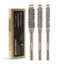 BANGMENG 3 Pieces Small Round Brush Set, 3/7 1/2 5/8 Inch Barrel HairBrush for Blow Drying, Soft Bristles Style Volumize Hair Brush for Women Men Short Hair, Bangs, Roots, Curling, Straight