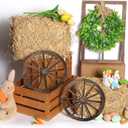 6 Pack 13 x 9 x 6 Inch Straw Hay Bale Stack Decoration Set Rustic Wooden Wagon Wheel Natural Hay Bales Boxes for Western Cowboy Photo Booth Props Birthday Farm Accessories