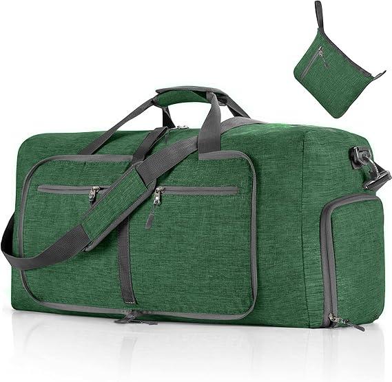 Travel Duffle Bag for Men, 85L Foldable Travel Duffel Bag with Shoes Compartment Overnight Bag for Men Women,Deep Green