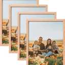 ATOBART 8x10 Set of 4 OAK Wood Picture Frame Solid Wooden Photo Frame Natural Wood Color Frames with Real Glass for Wall Mounting or Tabletop Living Room Bedroom Home Decor