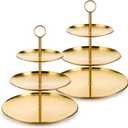 2 Pcs 3 Tiered Gold Cupcake Stand 3 Tier Stainless Steel Cupcake Stand with Removable Tiered Tray Gold Tiereds Dessert Stands Party Serving Trays Golds Cake Holder for Weddings Birthdays Decorations