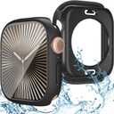 3 in 1 Waterproof Case for Apple Watch Screen Protector 42mm Series 10/Series 11,with Tempered Glass,[360 Protective Front and Back] PC Bumper Face Cover Compatible iWatch Accessories (Matte Black)