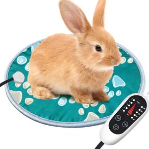 furrybaby Pet Heating Pad, Waterproof Dog Heating Pad Mat for Cat with Durable Anti-Bite Tube Indoor for Puppies Dogs Cats (1 Pack Green, Round 12in, Temp Adjustable)