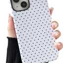 Compatible with iPhone 13/14 Case, Fashion Cute Polka Dot Pattern Aesthetic Design for Women, Soft TPU and Hard Back Shockproof Phone Case for iPhone 13/14 6.1 inch, White