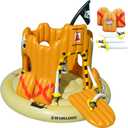 SWIMLINE Giant Inflatable Pirate Castle Pool Float For Kids And Adults Size| Floating Kingdom Raft Lounger Combo With Gate Shield Windows & Accessories For Pools Lakes Beach | Fits Up To 4 People