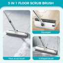 SetSail Floor Scrub Brush, 3 in 1 Floor Scrub Brush with 54-in Adjustable Long Handle and Scraper Heavy Duty Stiff Bristle Floor Scrubber for Cleaning Shower Bathroom Kitchen Patio Garage, Grey&White