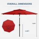 9ft 2-Tiers Patio Umbrella,Outdoor Market Table Umbrella with Push-Button Tilt & Crank | UV Protection,Suit for Backyard,Garden,Pool,Deck(Red)
