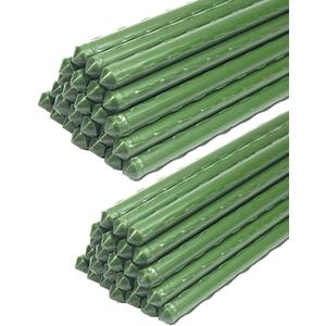 Sturdy Metal Garden Stakes 4 Ft Tomato Cage Plastic Coated Steel Plant Sticks for Tomatoes,Trees,Cucumber,Fences,Beans,Pack of 50