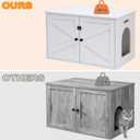 Timberer Cat Litter Box Enclosure, Litter Box Furniture Hidden with Removable Divider, Wooden Cat Washroom Furniture, Indoor Cat House, White