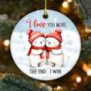 7 x I Love You More The End I Win Ornament - Couples Christmas Ornament 2025, Gift for Him Boyfriend and Love Gifts for Her - Couple Ceramic Ornaments for Christmas Tree