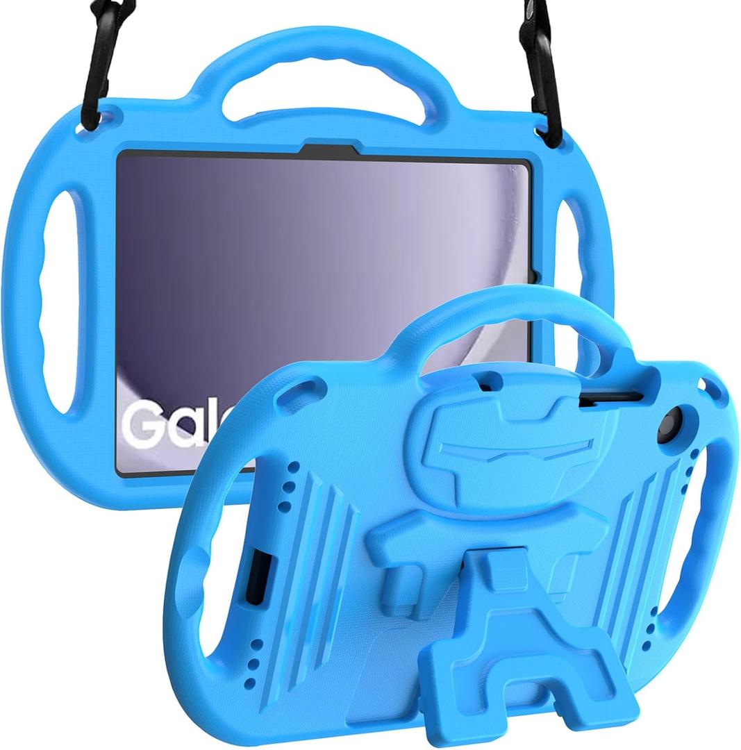 LTROP Case for Samsung Galaxy Tab A9 Plus 2023 11 Inch (Model SM-X210/X216/X218) with Shoulder Strap Handle & Kickstand, Shockproof Bumper Case for Galaxy Tab A9+ Plus 2023 11" - Blue