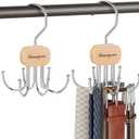 Belt Hanger, Belt Organizer for Closet,Rotatable Tie Rack,Belt Holder,Hanging Closet Storage Hook for Belt, Bra, Tank Top, Tie, Scarf, Purse,2PCS,Natural (2PCS, Natural)